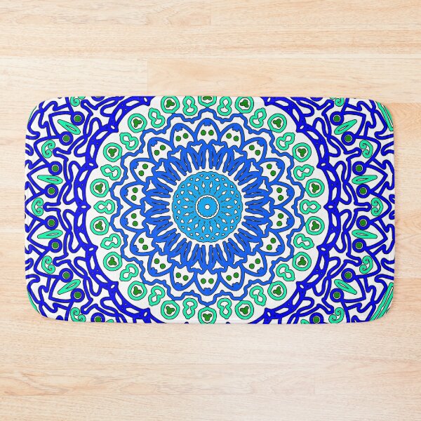 Item preview, "Radiant Cyan and Blue Mandala" designed and sold by nighttime1990.