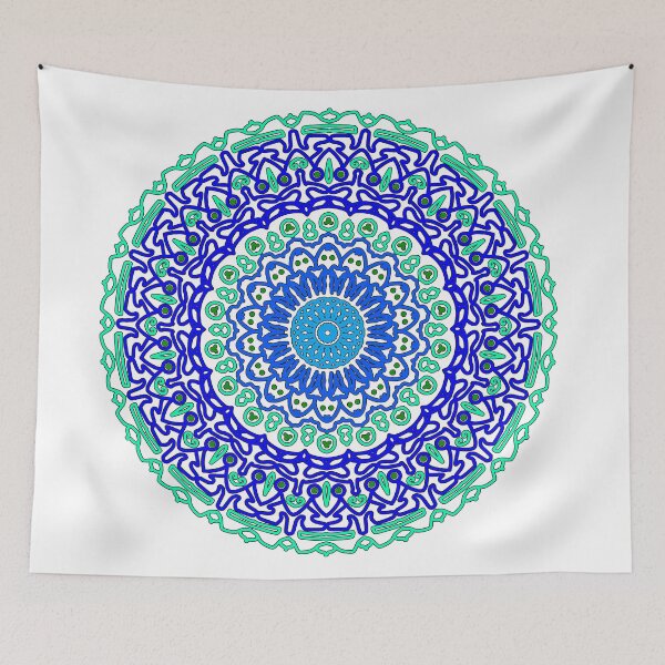 Item preview, "Radiant Cyan and Blue Mandala" designed and sold by nighttime1990.