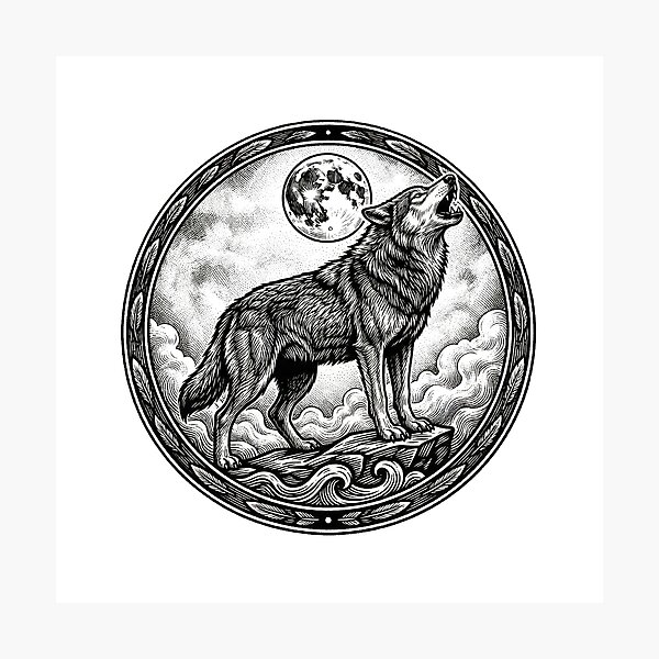 Item preview, Howling Wolf and Full Moon Emblem designed and sold by ISPEKART.
