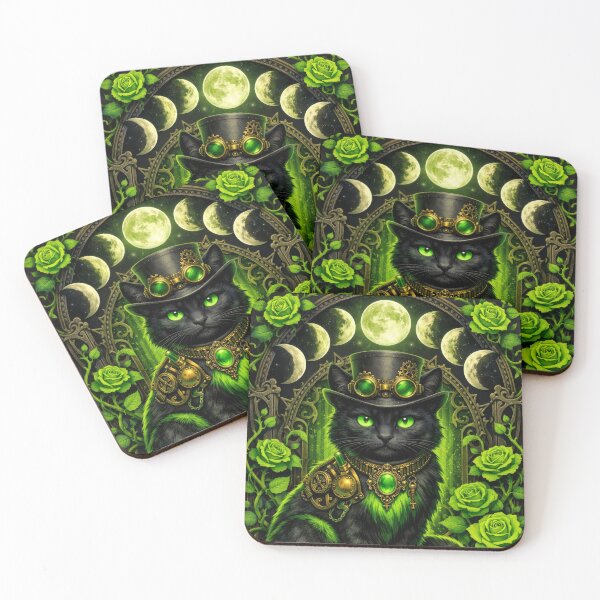 Item preview, Gothic Steampunk Black Cat Moon Phase designed and sold by scicilysimonee.
