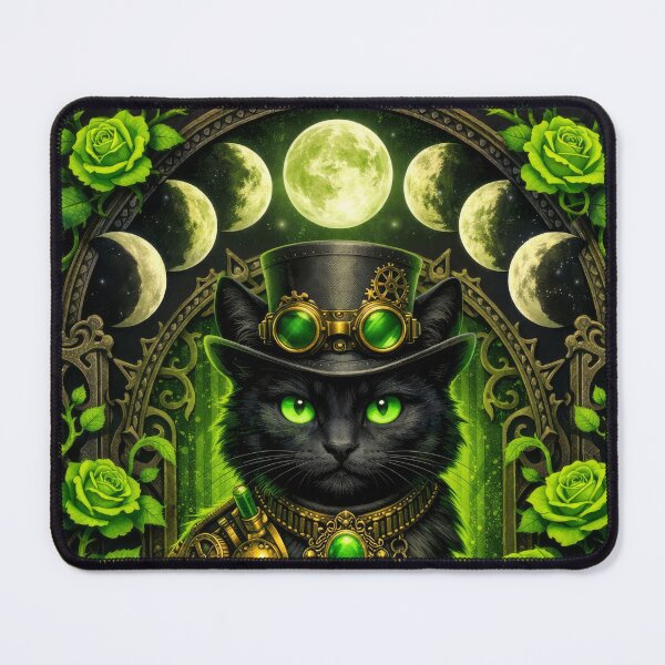 Item preview, Gothic Steampunk Black Cat Moon Phase designed and sold by scicilysimonee.