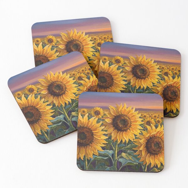 Item preview, Sunflower Field at Sunset Oil Painting designed and sold by DesignAnother.