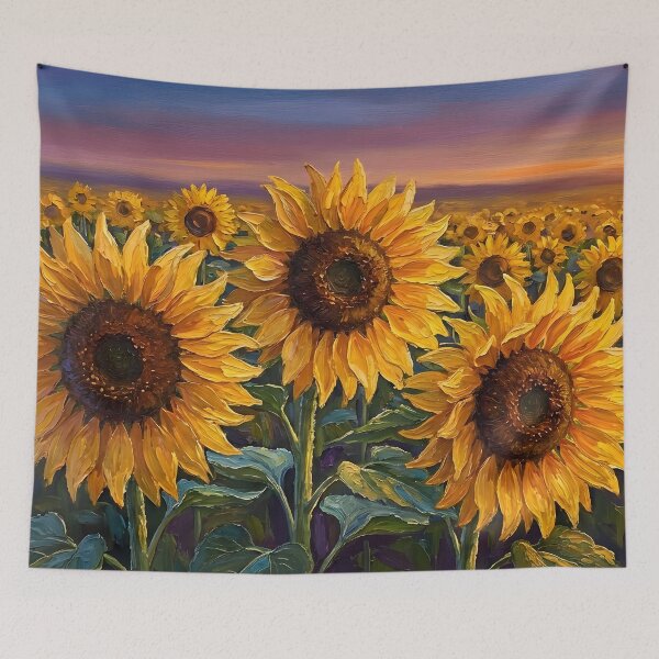 Item preview, Sunflower Field at Sunset Oil Painting designed and sold by DesignAnother.
