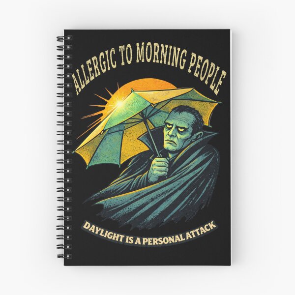 Item preview, Funny Sun-Averse Vampire Dracula Beach Umbrella Retro Sarcasm Cryptid Tee designed and sold by Mythic Ink Studio.