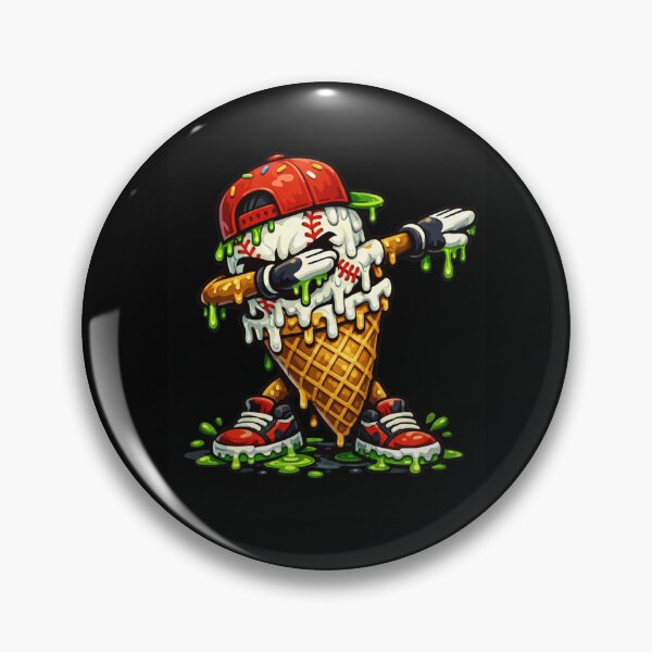 Item preview, Dabbing Baseball Ice Cream Cone Cool Dripping Mascot designed and sold by Ali-printshop.