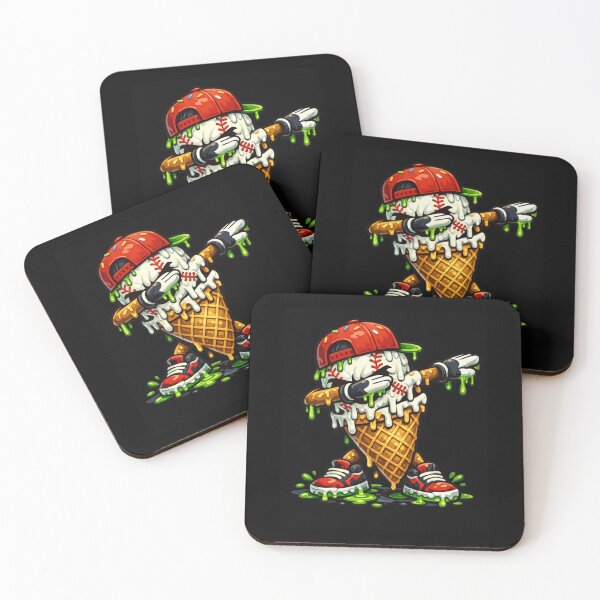 Item preview, Dabbing Baseball Ice Cream Cone Cool Dripping Mascot designed and sold by Ali-printshop.
