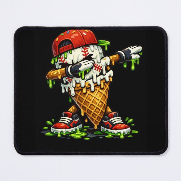 Item preview, Dabbing Baseball Ice Cream Cone Cool Dripping Mascot designed and sold by Ali-printshop.