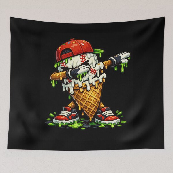 Item preview, Dabbing Baseball Ice Cream Cone Cool Dripping Mascot designed and sold by Ali-printshop.