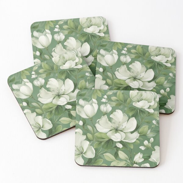 Item preview, Sage green bridal floral and leafy botanicals watercolor leaves painting spring theme shades of green  designed and sold by navitalidesign.