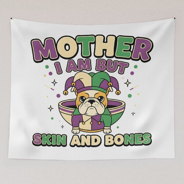 Item preview, bulldog skin and bones carnival humor design designed and sold by ArtDesignTp.