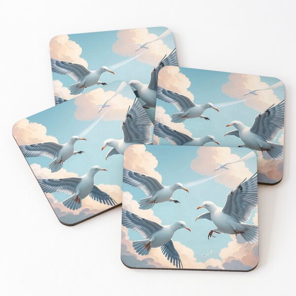 Item preview, Soaring High: Seagulls in the Pastel Sky designed and sold by Serene Strokes Art.