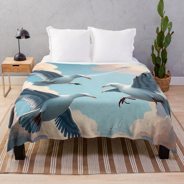Item preview, Soaring High: Seagulls in the Pastel Sky designed and sold by Serene Strokes Art.
