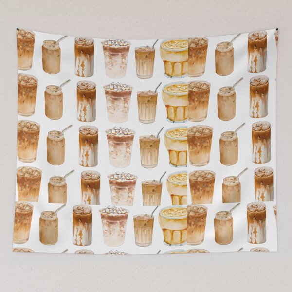 Item preview, Iced Coffee Drinks Pattern Aesthetic Beverage Illustration designed and sold by Cutethings3.