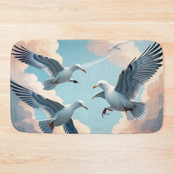 Item preview, Soaring High: Seagulls in the Pastel Sky designed and sold by Serene Strokes Art.