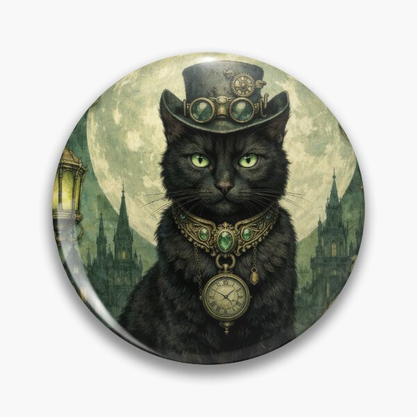 Item preview, Gothic Steampunk Black Cat Full Moon designed and sold by scicilysimonee.