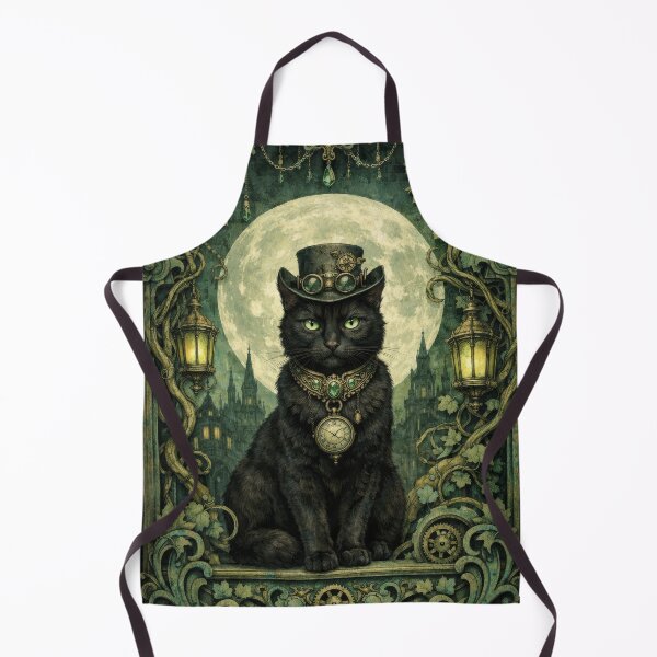 Item preview, Gothic Steampunk Black Cat Full Moon designed and sold by scicilysimonee.