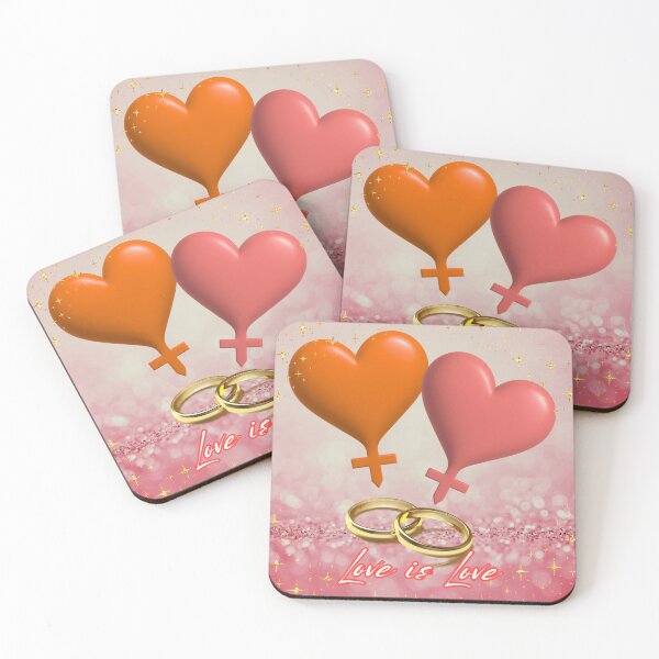 Item preview, Love Is Love – Romantic Lesbian Couple Heart Rings designed and sold by PhoenixbyGEDA.