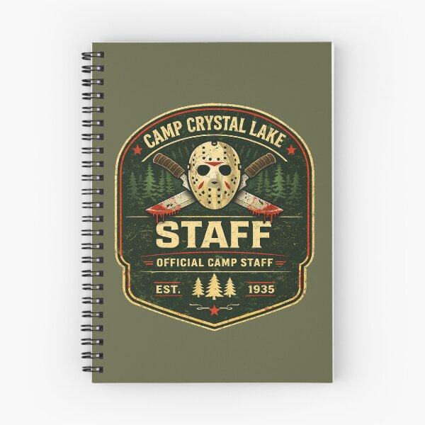 Item preview, Camp Crystal Lake Staff Vintage Horror Camp Badge Slasher Shirt designed and sold by GhostDawgs.