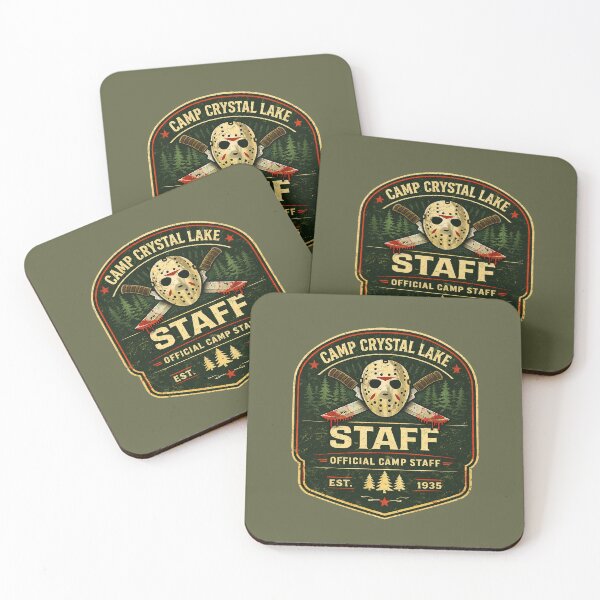 Item preview, Camp Crystal Lake Staff Vintage Horror Camp Badge Slasher Shirt designed and sold by GhostDawgs.