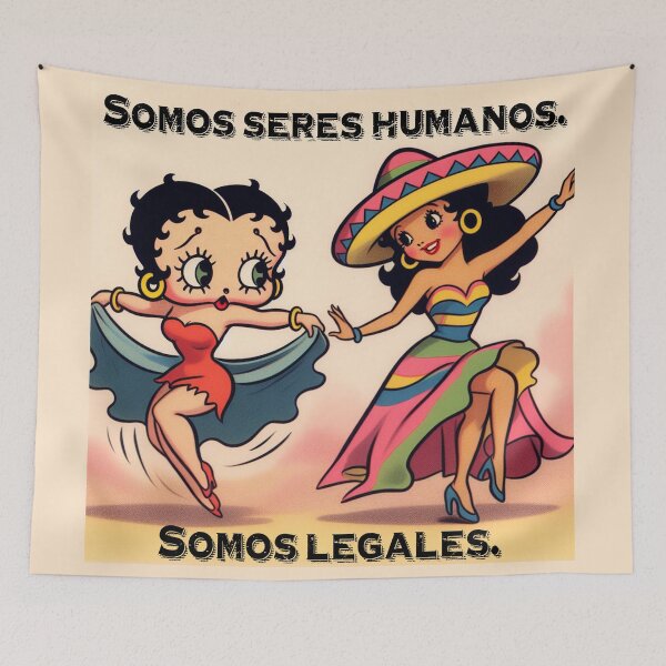 Item preview, Somos Seres, Humanos Somos Legales (We Are Human Beings, We Are Legal) – Arte Latina Estilo Retro Cartoon Camiseta y Sticker designed and sold by DiamondSkyShirt.