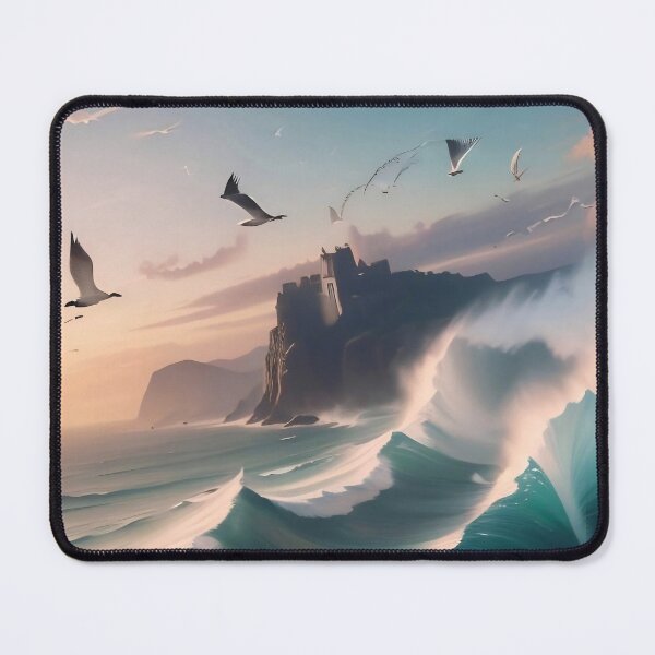 Item preview, Castle of the Tides: Fortress Above the Crashing Waves designed and sold by Serene Strokes Art.