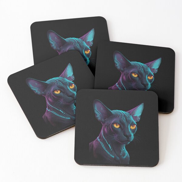 Item preview, Cyberpunk Sphynx Cat Neon Portrait designed and sold by Quotable Gear.