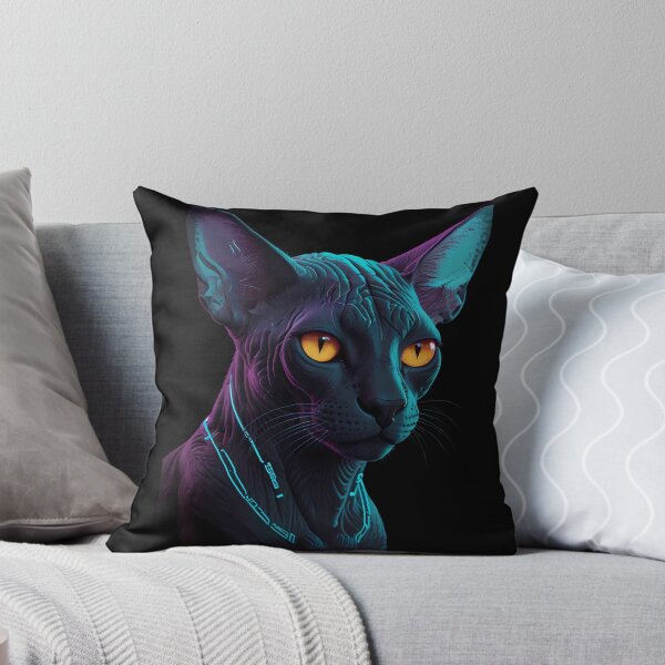 Item preview, Cyberpunk Sphynx Cat Neon Portrait designed and sold by Quotable Gear.