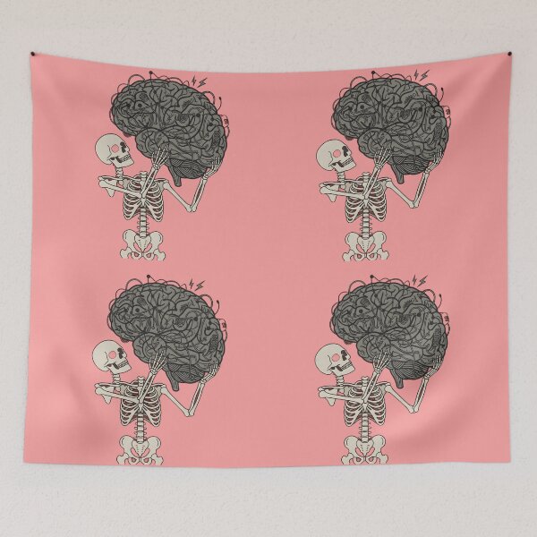 Item preview, Skeleton Holding Tangled Brain – Dark Anatomy Art | Overthinking Mental Health Gothic Design designed and sold by Raw Tigers.