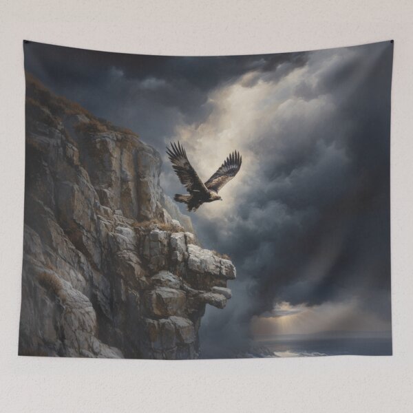 Item preview, A powerful Golden Eagle descending toward rocky cliffs, Birds in Motion designed and sold by CDC40.