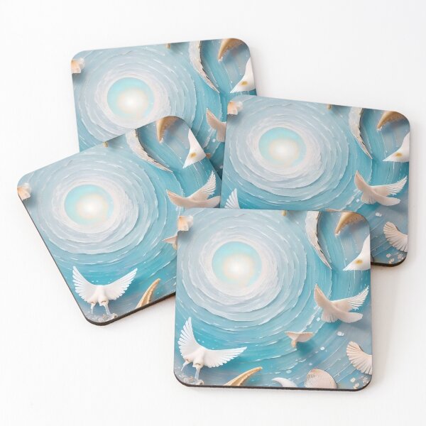 Item preview, Ethereal Ocean Spiral: Seashells and Wings in Harmony designed and sold by Serene Strokes Art.