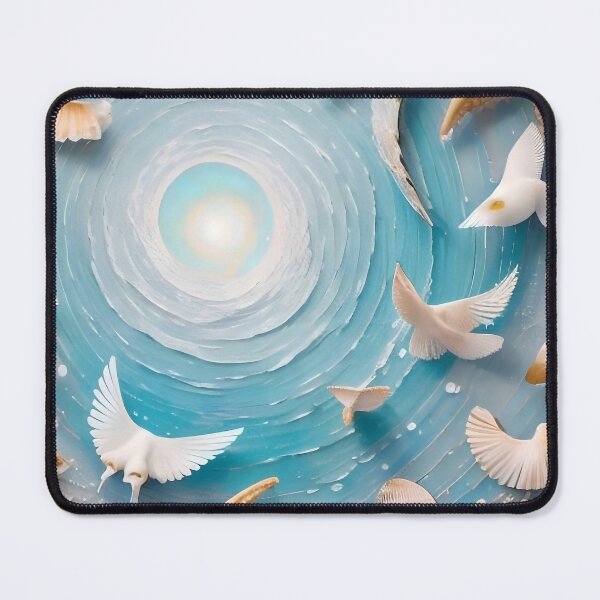 Item preview, Ethereal Ocean Spiral: Seashells and Wings in Harmony designed and sold by Serene Strokes Art.