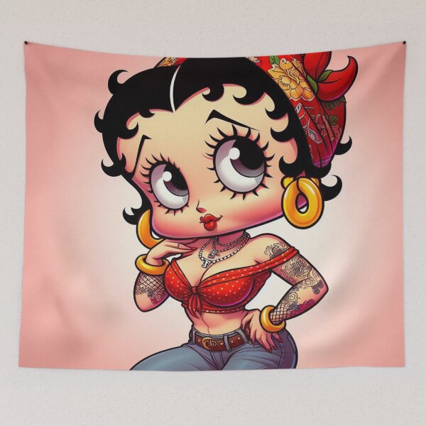 Item preview, Betty Boop Chola Style Latina Cartoon – Retro Pin-Up Tattoo Art T-Shirt & Sticker designed and sold by DiamondSkyShirt.