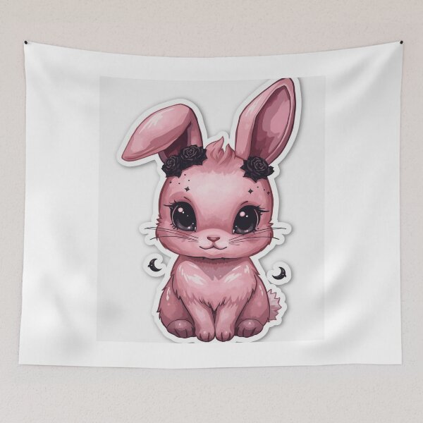 Aperçu de l'œuvre Cute Gothic Bunny Dark Kawaii Art créée et vendue par FredyDesignHub.