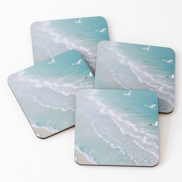 Item preview, Azure Rhythms: Seagulls Over Pastel Ocean Waves designed and sold by Serene Strokes Art.