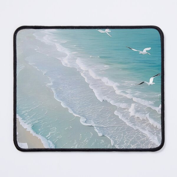 Item preview, Azure Rhythms: Seagulls Over Pastel Ocean Waves designed and sold by Serene Strokes Art.