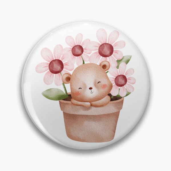 Item preview, Watercolor Teddy Bear Flower - Adorable Spring Vibe designed and sold by FuzionRaptor.