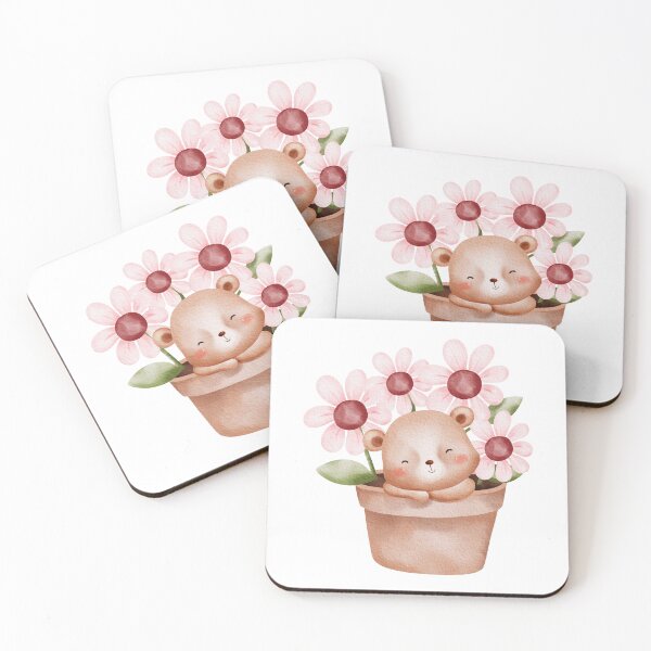 Item preview, Watercolor Teddy Bear Flower - Adorable Spring Vibe designed and sold by FuzionRaptor.