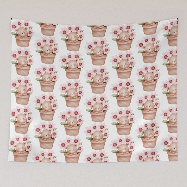 Item preview, Watercolor Teddy Bear Flower - Adorable Spring Vibe designed and sold by FuzionRaptor.