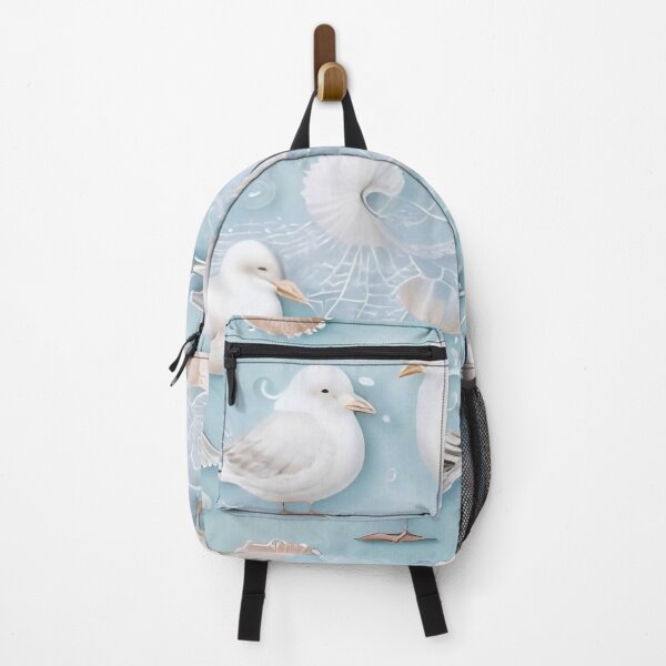 Item preview, Coastal Serenity: Seamless Seagulls and Seashells Pattern designed and sold by Serene Strokes Art.
