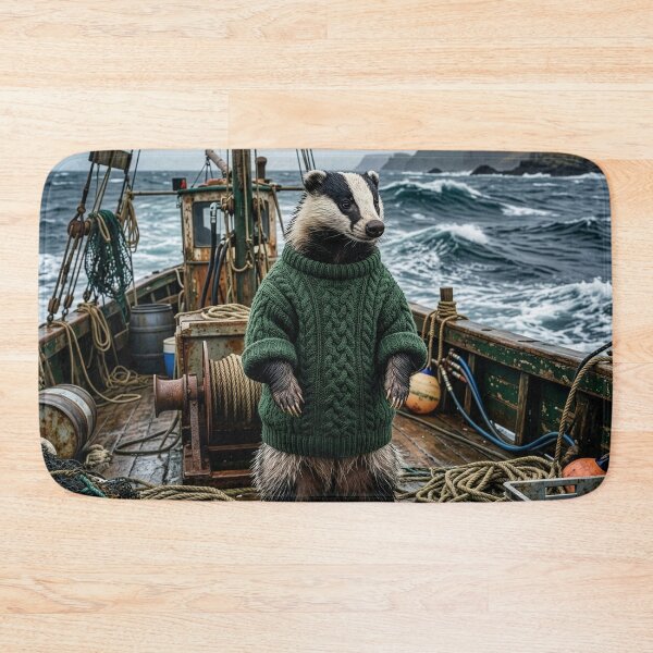 Item preview, Badger on a Fishing Boat in the North Sea designed and sold by Tridentulus.
