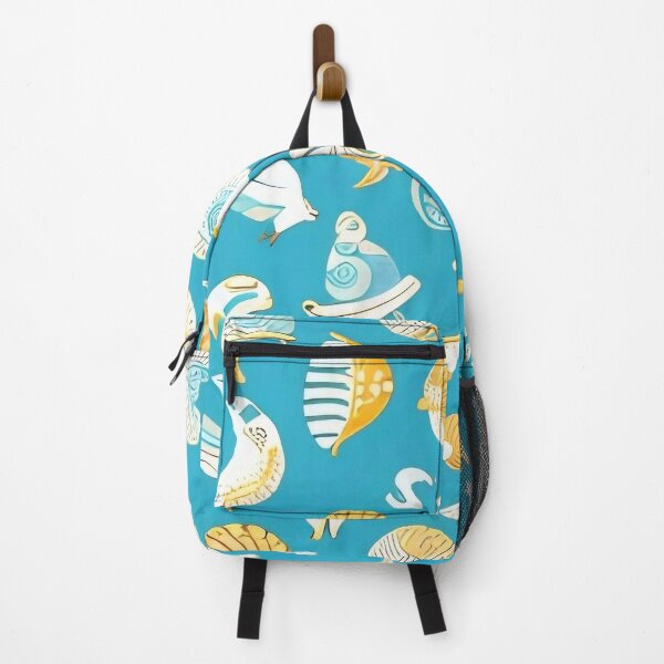 Item preview, Azure Shore Treasures: Stylized Birds and Shells Pattern designed and sold by Serene Strokes Art.