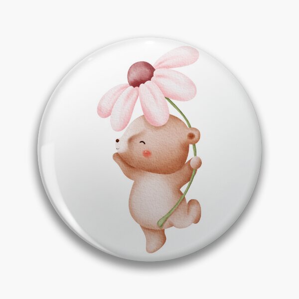 Item preview, Watercolor Teddy Bear Flower - Adorable Spring Vibe designed and sold by FuzionRaptor.