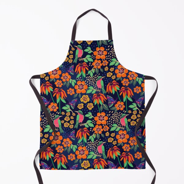 Item preview, Tropical Night Garden: Birds, Butterflies, and Floral Blooms Sanctuary Art Botanical Pattern designed and sold by Oksana Graf Art.
