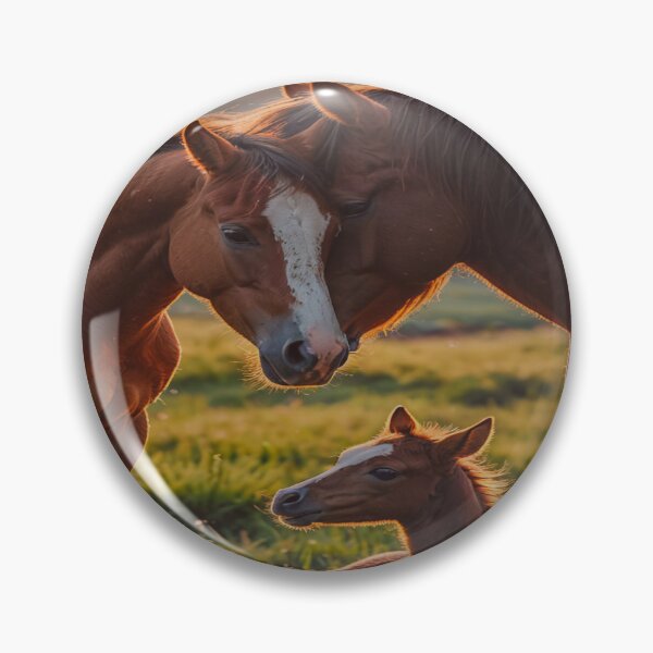 Item preview, Horse Family at Sunset – Mare, Stallion and Foal Meadow Art designed and sold by BeautifulVirtues.