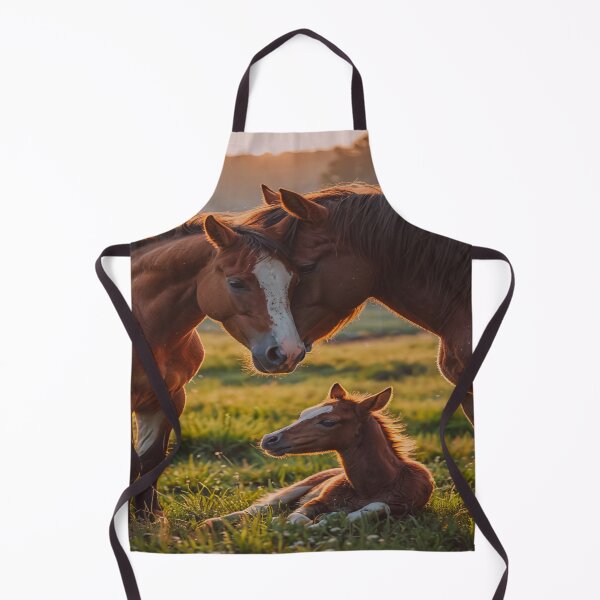Item preview, Horse Family at Sunset – Mare, Stallion and Foal Meadow Art designed and sold by BeautifulVirtues.