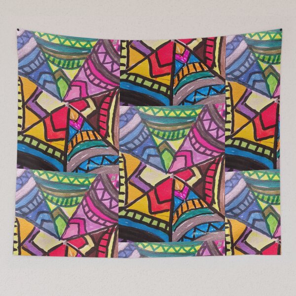 Item preview, Close-up of Rainbow Doodle "Quilt" designed and sold by DancingCreek.
