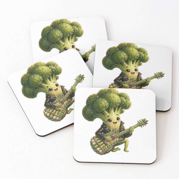 Item preview, Brocc 'N' Roll! Funny Broccoli Rockstar with Asparagus Guitar designed and sold by GreenSpiritShop.