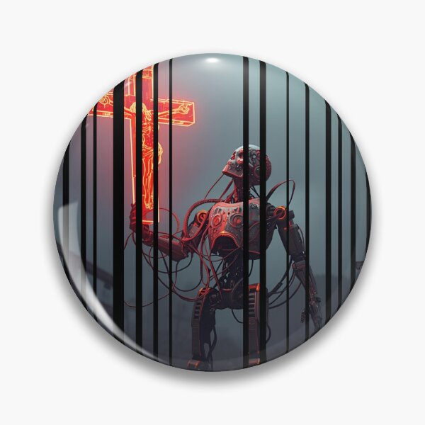Item preview, Cyborg holding neon crucifix 3 designed and sold by Neon G.