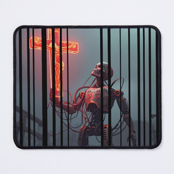 Item preview, Cyborg holding neon crucifix 3 designed and sold by Neon G.