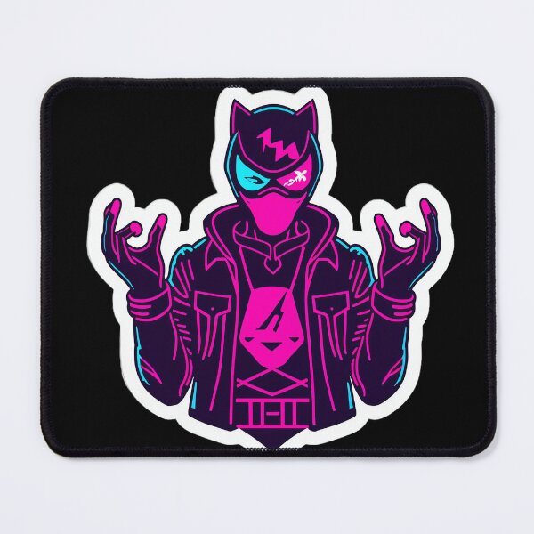 Item preview, Neon Cyberpunk Ninja Sticker - Futuristic Pink Mask Warrio designed and sold by ArtByLorrens.